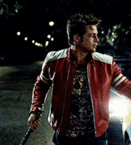 Brad Pitt Tyler Durden Fight Club Screen Worn Red & White Leather Motorcycle Jacket (Fox Studios Auctions Provenance & RGU)