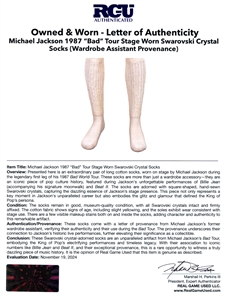 Michael Jackson 1987 “Bad” Tour Stage Worn Swarovski Crystal Socks (RGU)