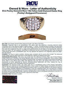 Elvis Presley Owned & Worn Diamond Cluster 14kt Yellow Gold Ring (RGU)