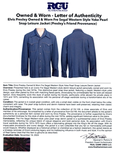 Elvis Presley Owned & Worn Fre Segal Western Style Yoke Pearl Snap Leisure Jacket (RGU)