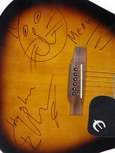 Ed Sheeran Owned, Played & Signed Epiphone Acoustic Guitar with Incredible Cat Drawing