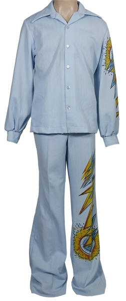 Elvis Presley Owned & Worn Blue Flamed (Lightning) Leisure Suit