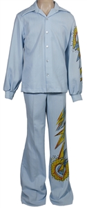 Elvis Presley Owned & Worn Blue Flamed (Lightning) Leisure Suit