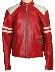 Brad Pitt Tyler Durden Fight Club Screen Worn Red & White Leather Motorcycle Jacket (Fox Studios Auctions Provenance & RGU)