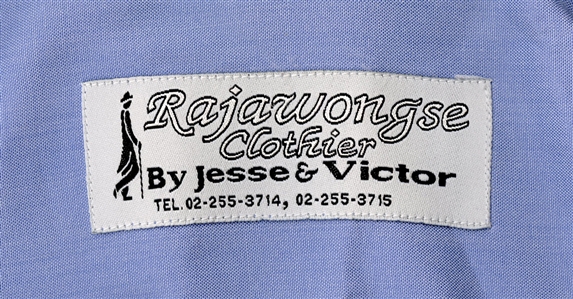 President George W. Bush Owned & Worn Custom Made Blue Long- Button-Down Shirt With His Initials