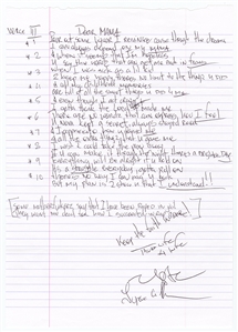 Tupac Shakur Dear Mama Handwritten and Signed Lyrics