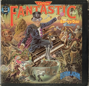 Elton John & Bernie Taupin Signed Captain Fantastic and the Brown Dirt Cowboy Album (Beckett)