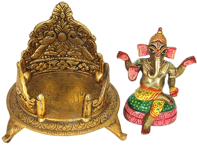 George Harrison Owned and Used Hand-Forged Brass and Hand-Painted Hindu God Ganesh