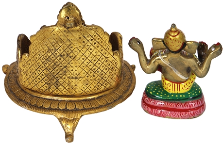 George Harrison Owned and Used Hand-Forged Brass and Hand-Painted Hindu God Ganesh