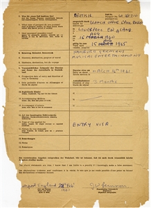 John Lennon Signed Historically Important “Top Ten Club” Hamburg Germany 1961 Entry Visa Documents For Beatles Performances (Caiazzo & REAL)