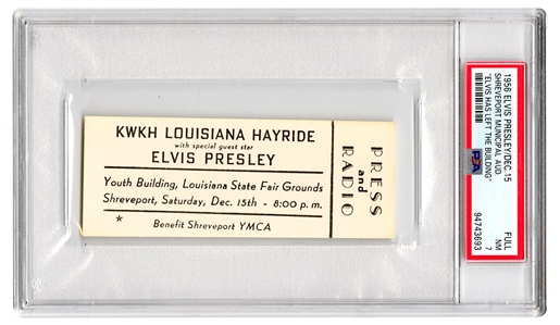 Elvis Presley December 15, 1956 Full “Press and Radio” Concert Ticket - First Time Famous Elvis Has Left the Building Was Said (PSA/DNA 7)