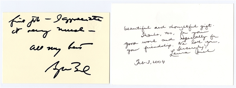 President George W. Bush Handwritten & Signed Note on Presidential Stationery & Laura Bush Signed Note