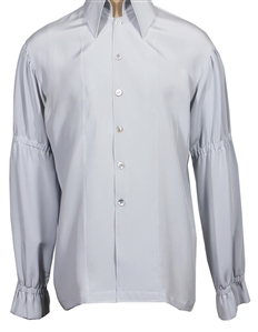 Elvis Presley Owned & Worn Blue Silk High Collar IC Costume Shirt 