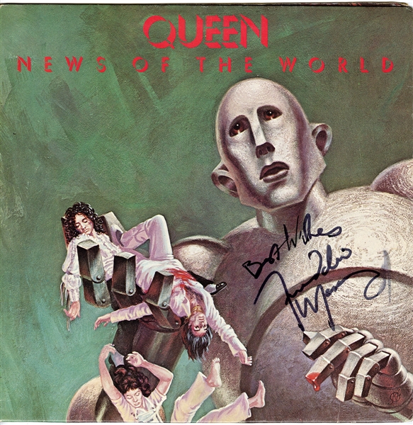 Queen Freddie Mercury Signed “News of the World” First Press Album Cover (REAL)