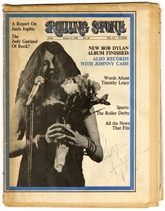 Janis Joplin Signed “Rolling Stone" 1969 Magazine (REAL)