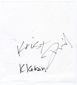 Nirvana Signed Sheet of Paper with Ultra Rare Full "K Cobain" Signature (REAL)