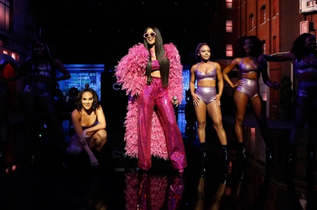 Cardi B Stage Worn Sequined Outfit Including Pants & Bandeau - Worn During 2017 Jimmy Kimmel Live For “Bodak Yellow Performance