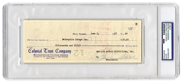 Marilyn Monroe Signed Check (1957) (PSA/DNA Encapsulated)