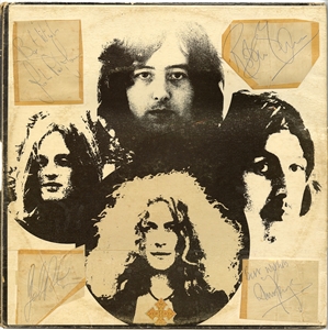 Led Zeppelin Signed Cuts Adhered To “III" Album with John Bonham (JSA & REAL)