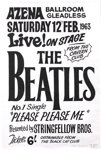 The Beatles Concert Poster For 2/12/1963 Azena Ballroom Concert - Signed & Stamped By Artist