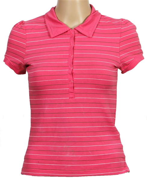 Amy Winehouse Owned & Worn Pink Polo Style Shirt With Stripes
