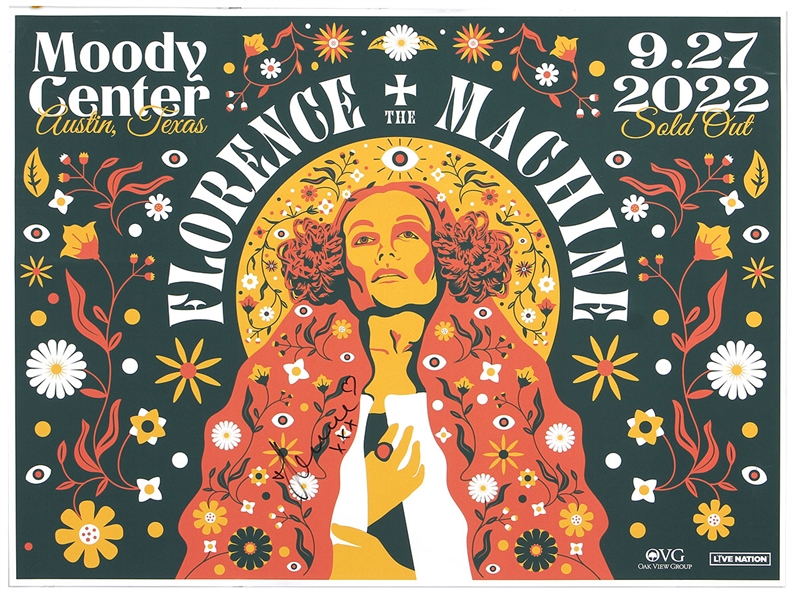 Florence & The Machine Signed 2022 Moody Center Concert Poster