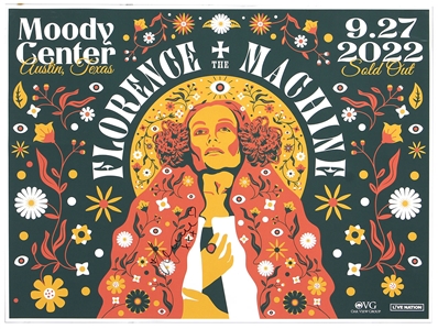 Florence & The Machine Signed 2022 Moody Center Concert Poster
