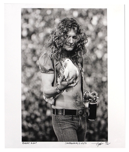 1973 Robert Plant Masterpiece Original Signed Neal Preston Print - "Prestons Best Photo" as the Rock God Catches a Dove in One Hand While Clutching a Beer and Cigarette in the Other