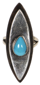 Janis Joplin Owned & Worn Turquoise Wood Ring
