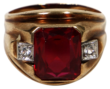 Elvis Presley Owned & Worn 10K Gold Glass Stone Ring