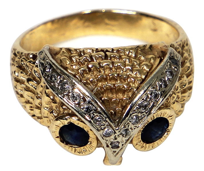 Elvis Presley Owned & Worn 14K Owl Pinky Ring