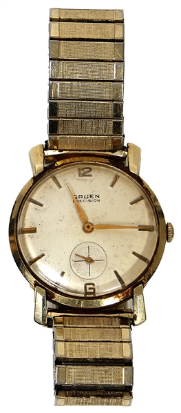 Elvis Presley Owned & Worn 14K Gold Gruen Wristwatch