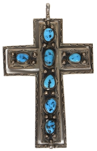 Elvis Presley Owned Sterling Silver Cross Turquoise Pendant