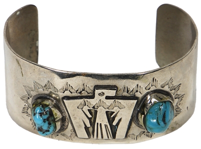 Janis Joplin Owned & Worn Native American Silver Turquoise Bracelet