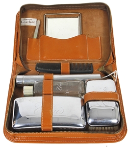 Elvis Presley Owned & Used 6 Piece Toiletry Set With Leather Case
