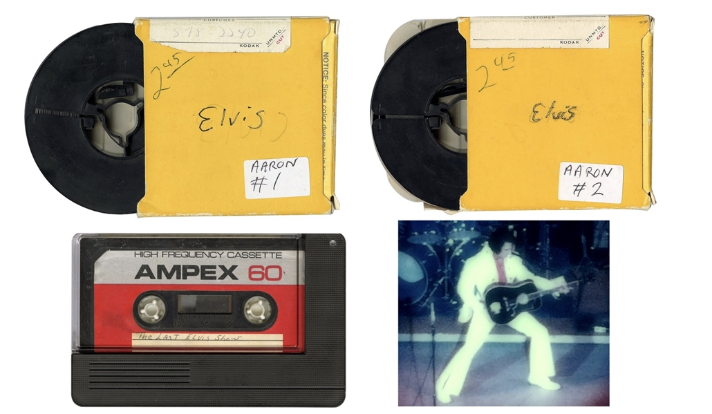 Elvis Presley 1970s Unreleased Concert Las Vegas Hilton 8MM Master Video Reels (2) With Elvis Presley “The Last Elvis Show" Hilton Las Vegas 60 Minute Audio Tape