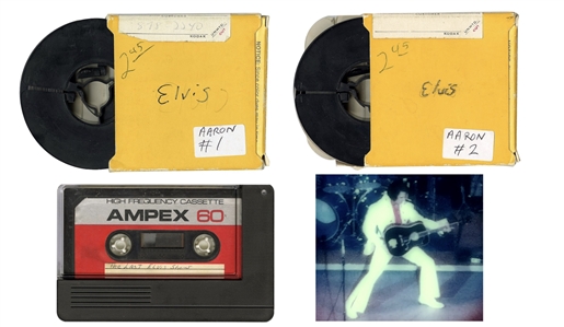 Elvis Presley 1970s Unreleased Concert Las Vegas Hilton 8MM Master Video Reels (2) With Elvis Presley “The Last Elvis Show" Hilton Las Vegas 60 Minute Audio Tape