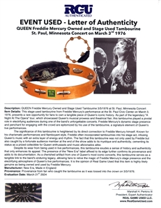 Queen Freddie Mercury Stage Used Tambourine from St Paul, Minnesota 3/3/1976 Concert (RGU)