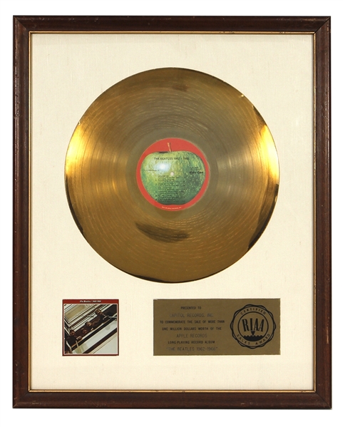 The Beatles “The Beatles 1962-1966" RIAA White Matte Gold Album Award Presented to Capitol Records INC