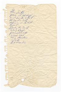 Bruce Springsteen Stage Used Handwritten Setlist Circa 1985 (Beckett)
