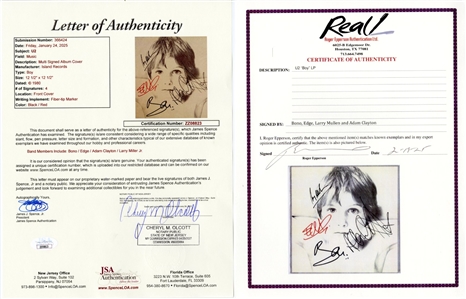 U2 Signed “Boy Record Album Cover (JSA & REAL)