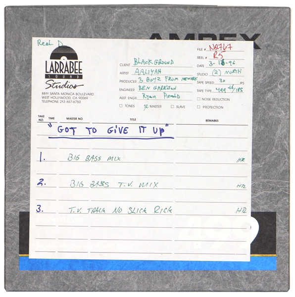1996 Aaliyah "Got To Give It Up" Original 1/2" Master Reel (The Hit Factory Collection)