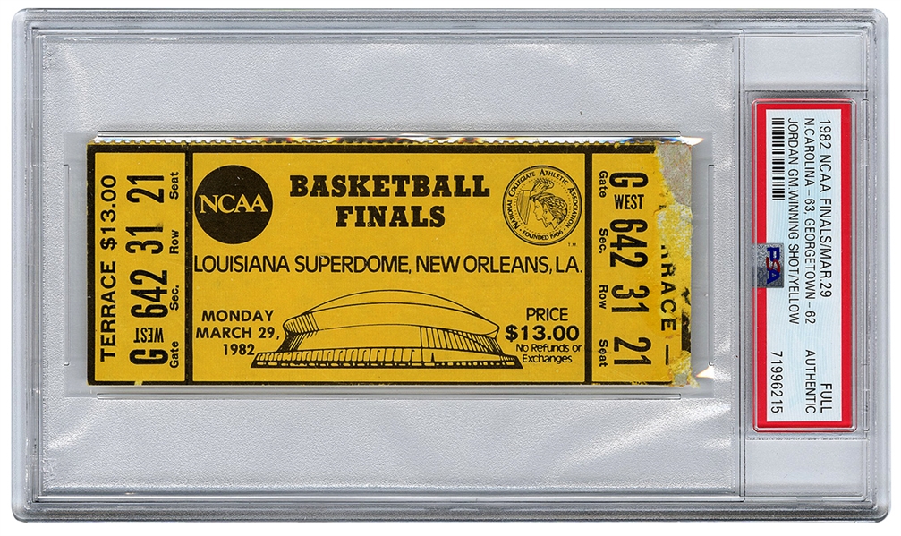 Michael Jordan 3/29/1982 NCAA Finals Full Ticket (PSA/DNA Encapsulated)