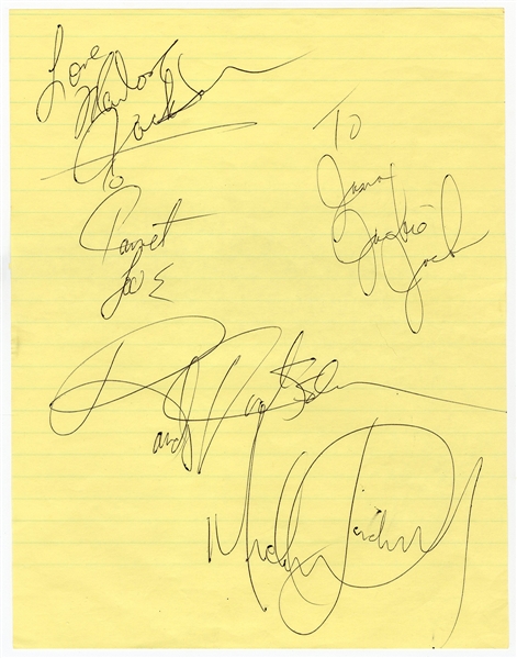 Michael Jackson & Jackson 5 Signed Yellow Sheet of Paper (JSA)