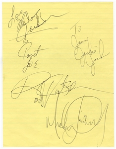 Michael Jackson & Jackson 5 Signed Yellow Sheet of Paper (JSA)