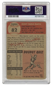 Mickey Mantle Vintage Signed 1953 Topps #82 Trading Card (PSA/DNA Encapsulated)