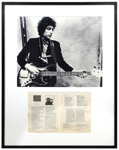 Bob Dylan Signed & “He Coulda Been Champion Of The World" Inscription “Rubin Hurricane Carter" Lyric Sheet
