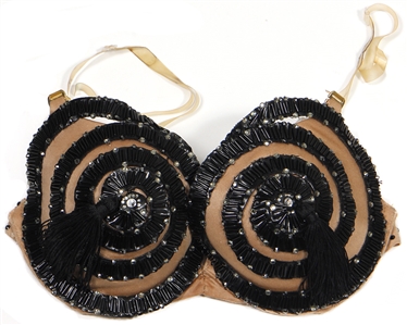 Britney Spears 2009 “Circus" Tour Stage Worn Flesh and Black Diamante Spiral Bra