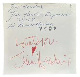 Jimi Hendrix Twice-Signed Incredible 9/3/1967 Snapshot - Candid Stage Shot Signed Front & Back (REAL)