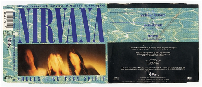 Nirvana Band Signed “Smells Like Teen Spirit CD Insert (JSA & REAL)